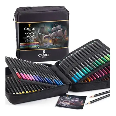 Castle Art Supplies Colouring Pencils Zipper-Case Set | Quality Soft Core Coloured Leads for Adu