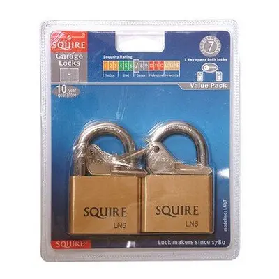 Squire LN5T X LN5KA Lion Brass Padlocks 5-Pin 50mm Twin Pack