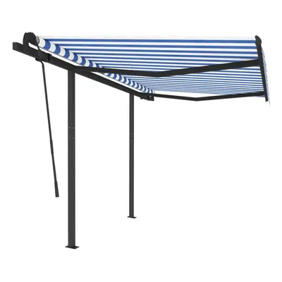 vidaXL Manual Retractable Awning with Posts 3x2.5 m Blue and White Shelter