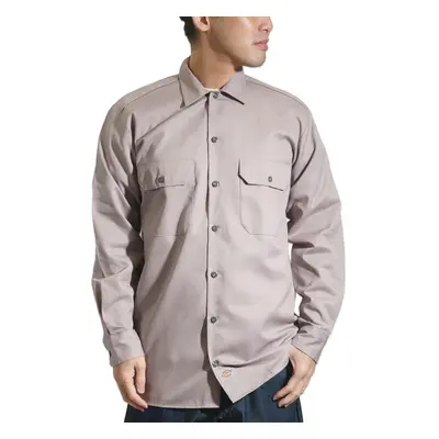 Dickies mens Big-tall Long-sleeve work utility button down shirts Sil