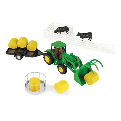 John Deere Haying Farm Playset - 1:32 Scale - Includes Tractor Trailer Farm Animals and More - J