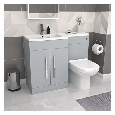 Nes Home Matte Grey 1100mm LH Vanity WC Unit & Modern BTW Toilet Flat Pack