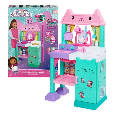 Gabbys Dollhouse Cakey Kitchen Set for Kids with Play Kitchen Accessories Play Food Sounds Music