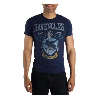 Harry Potter Ravenclaw Crest Mens Navy Blue Hogwarts T-Shirt (Medium)