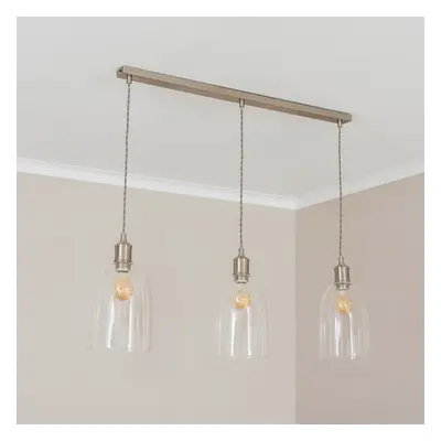 ValueLights Kira Glass Brushed Chrome Drop Ceiling Light & Bulbs