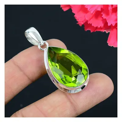 Peridot Gemstone Pendant Solid Sterling Silver Pendant Jewelry Gift For Unisex