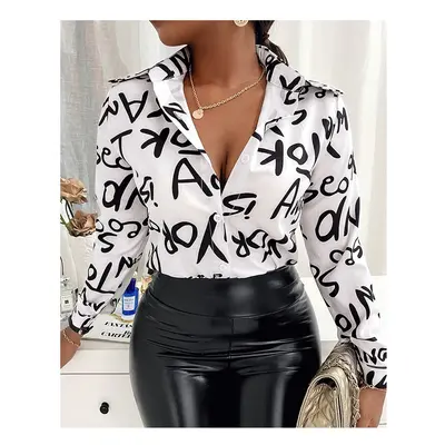 (1, XL) Vintage Blouse Shirt Tops Elegant Long Sleeve Loose Womens Blouses Camisas De Mujer Spri