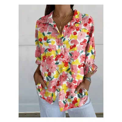 (JJ3896, XL) new women's long shirt summer European and American trendy half-sleeved shirt marin