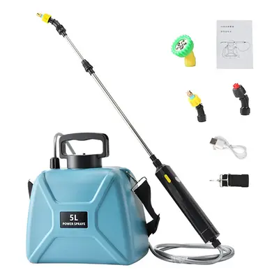 (Blue) Battery Powered Garden Electric Sprayer with Mist Nozzles 5L Lawn Water Sprayer Plant Mis