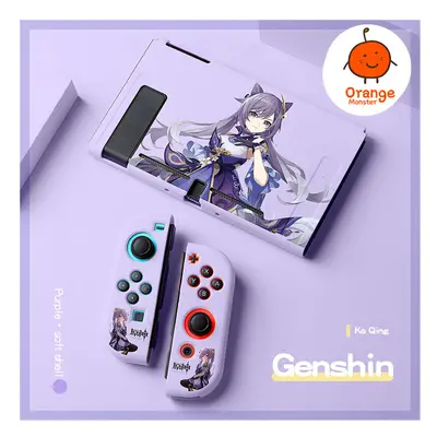 (Purple1) Soft Protective Cover For NS Switch/oled Genshin Anime Characters TPU Material Anti-sl