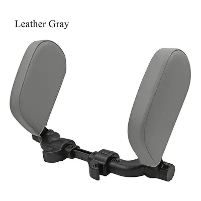 (Leather Gray) Car Seat Headrest Pillow Neck Support Pillow For Car Sleep Side Head Support