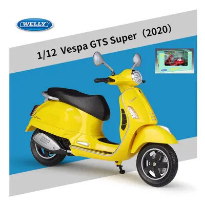 (Yellow retail box) 1:12 Vespa GTS Super Alloy Leisure Motorcycle Model Simulation Metal