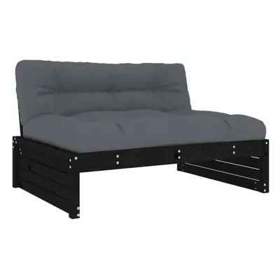 (black pine, middle sofa) vidaXL Middle Sofa Patio Footrest Sectional Sofa with Cushions Solid W