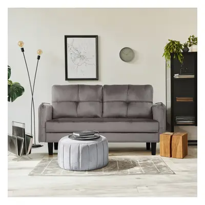 2 Seater Velvet Sofa Couch with Thicken Cushions, Loveseat Sofa Grey