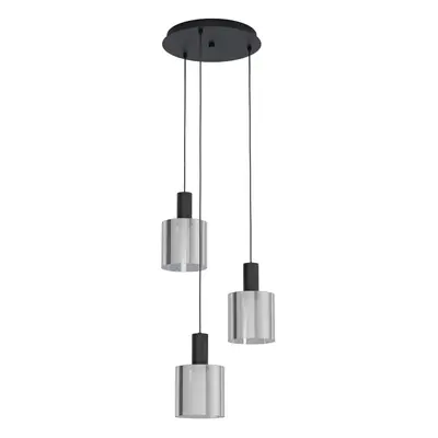 Pendant Light Colour Black Shade Black Transparent Glass Vaporized E27 3x40W