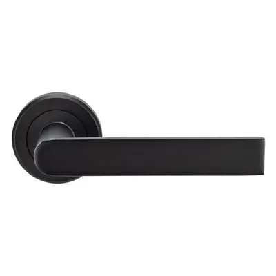 PAIR Flat Rectangular Bar Handle on Round Rose Concealed Fix Matt Black