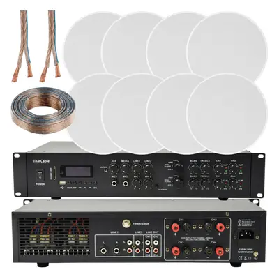 800W Bluetooth Sound System 8x 100W Slim Ceiling Speaker Zone Matrix Amplifier