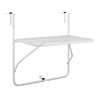 (white) vidaXL Balcony Table Steel Patio Folding Side Hanging Table Multi Colours