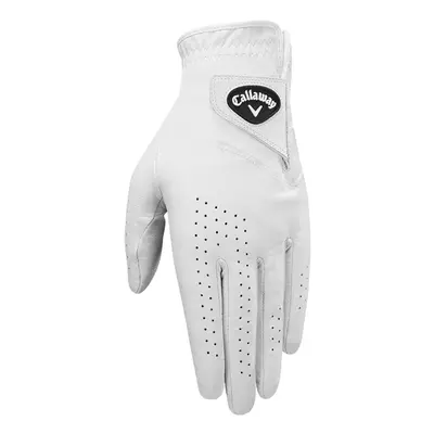 (L, White) Callaway Golf Mens Dawn Patrol Right Hand Adjustable Leather Golf Glove