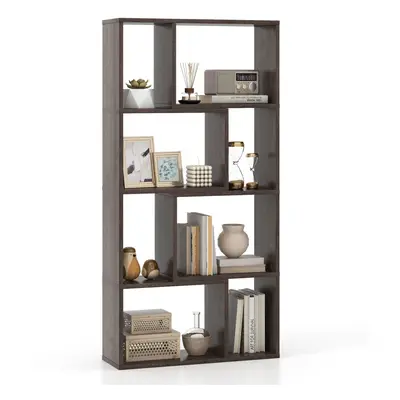 5-Tier Geometric Bookshelf CM High Bookcase Storage Organizer Grey