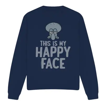 (M, Navy) SpongeBob SquarePants Unisex Adult Happy Face Sweatshirt