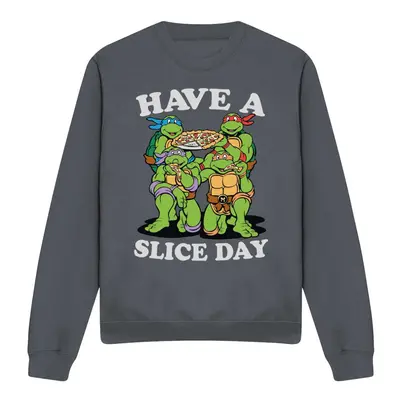 (S, Charcoal) Teenage Mutant Ninja Turtles Unisex Adult Have A Slice Day Sweatshirt