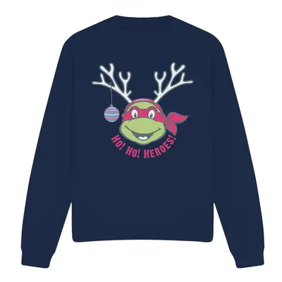 (XL, Navy) Teenage Mutant Ninja Turtles Unisex Adult Ho Ho Heroes Reindeer Christmas Sweatshirt