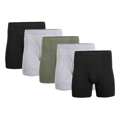 Gildan Men's Underwear Covered Waistband Boxer Briefs Multipack Black/Sport Grey Heather/Militar