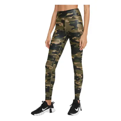 Nike Women's Dri-Fit One Mid Rise Camo Leggings (Medium Olive/White