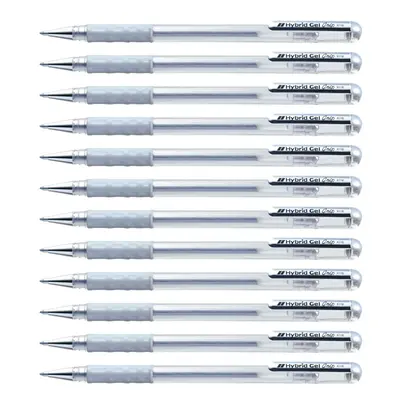 Pentel 0.8mm Tip Hybrid Gel Metallic Comfortable Finger Grip Ink Pen - Silver