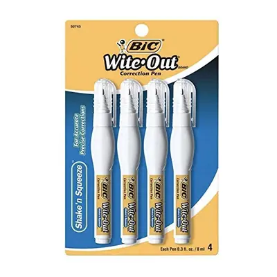 BIC Wite-Out Shake 'n Squeeze Correction Pen ml White Count WOSQPP418 Pack