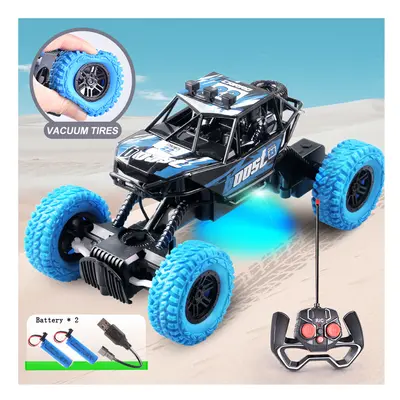 (black blue YK005-2B) Remote control car with colorful flashing lights, rubber wheels, off-road 