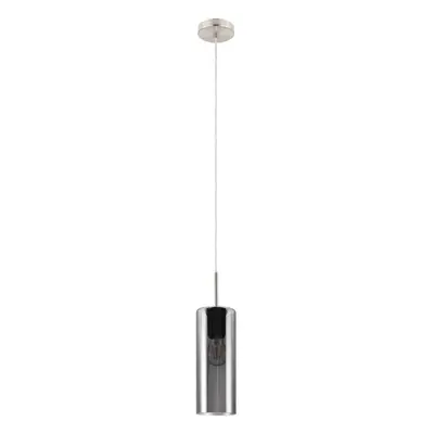 Pendant Light Satin Nickel Shade Black Transparent Glass Vaporized E27 1x15W