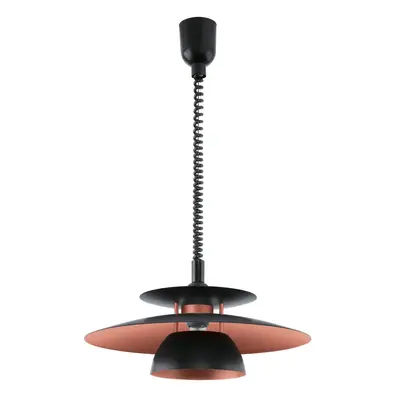 Pendant Light Height Adjustable Colour Black Shade Black Copper Bulb E27 1x60W