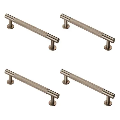 4x Knurled Bar Door Pull Handle x 13mm 128mm Fixing Centres Satin Nickel