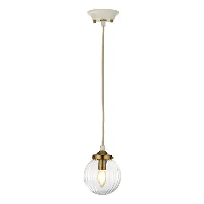 1 Bulb Ceiling Pendant Cream Painted Aged Brass Finish Plated LED E14 60W