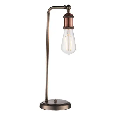 Modern Hangman Table Lamp Aged Copper Pewter Industrial Metal Arm Bedside Light