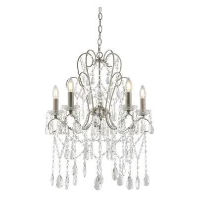 Aged Silver Ceiling Chandelier - Bulb Light Decorative Ceiling Pendant Fitting