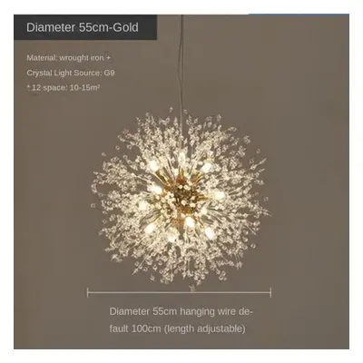 (gold, headlights) Modern Crystal Dandelion Chandelier Lighting Pendant Lamp For Living Room Din