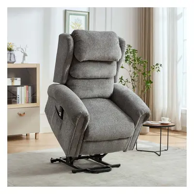 BELVOIR FABRIC DUAL MOTOR RISE RECLINER GREY