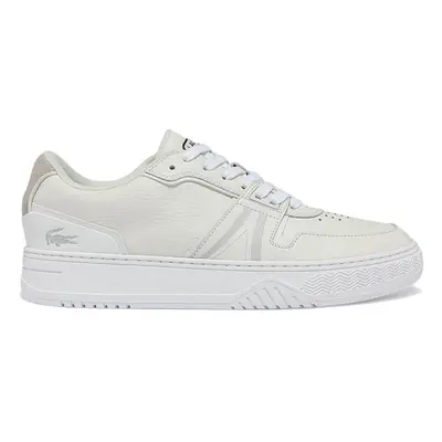 (UK 7, White/Off White) Lacoste Mens L001 1 SMA Modern Embossed Logo Leather Trainers