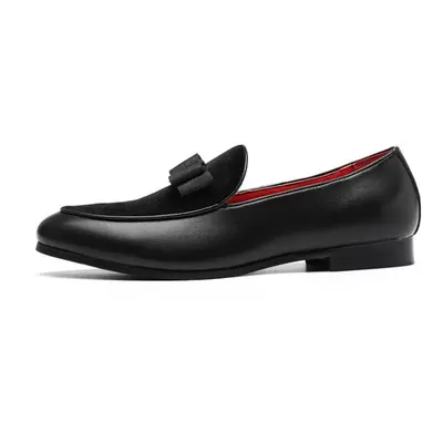 (black, 39) Italian Dress Mens Shoes Male Flats Leather Loafers For Men Black Red Suede Loafers 