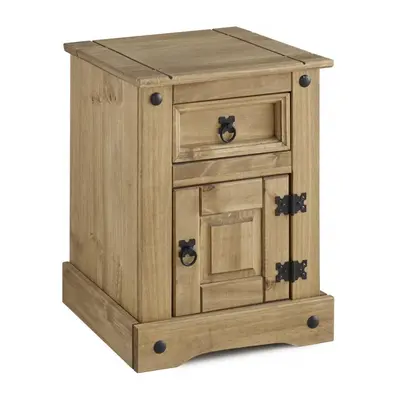 Seconique Corona Distressed Waxed Pine Petite Door Drawer Bedside Cabinet