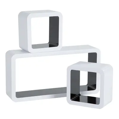 (black/white) Floating Shelf Set of Cuboids | Frame Wall Mounted Hanging Bookshelf Shelves