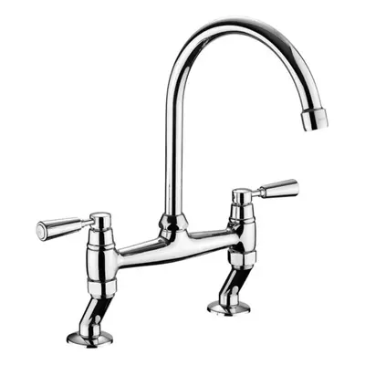 Rangemaster Belfast Kitchen Tap Dual Lever Bridge, 360Â° Swivel Area