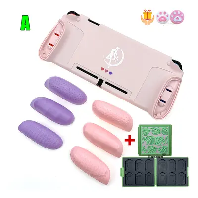 (Pink Pink Purple A) TPU GripCase For Nintendo Switch MaxCarry Protective Case Shell Ergonomic H