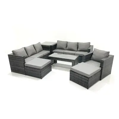 Fimous Seater Rattan Garden Outdoor Furniture Set with Seater Sofa Coffee Table Big Footstool Si