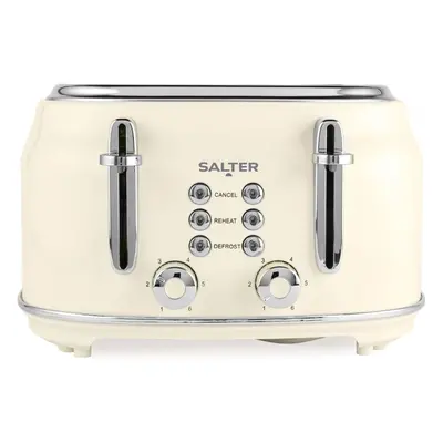 Salter EK5739CRM Retro 4-Slice Toaster ? ?Wide Slots, Browning Levels, Defrost, Reheat, Cancel F