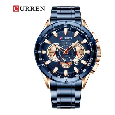 (navy blue) Curren New Causal Sport Chronograph Men&apos;s Watches Stainless Steel Band Wristwat