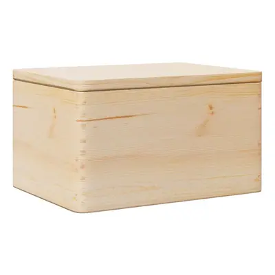 (With lid) vidaXL Wooden Box Storage Box Wooden Crate Treasure Chest Solid Wood Pine